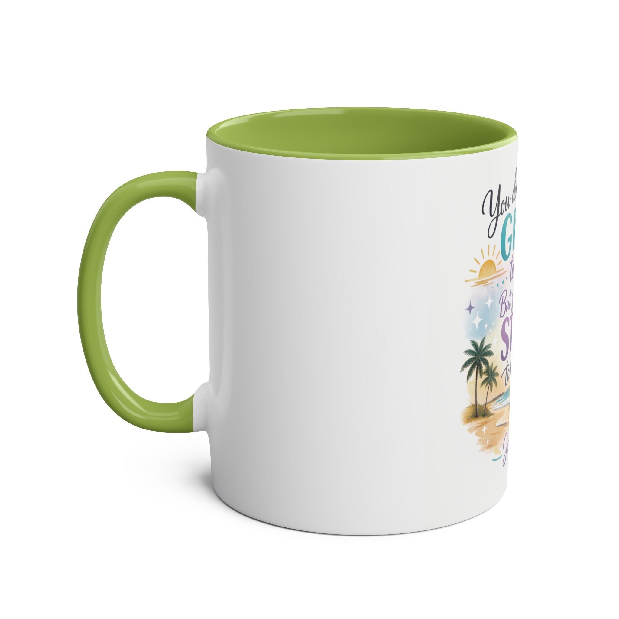 Motivational Beach Coffee Mug — "You Don't Have to Be GREAT to Start" Two‑Tone 11oz