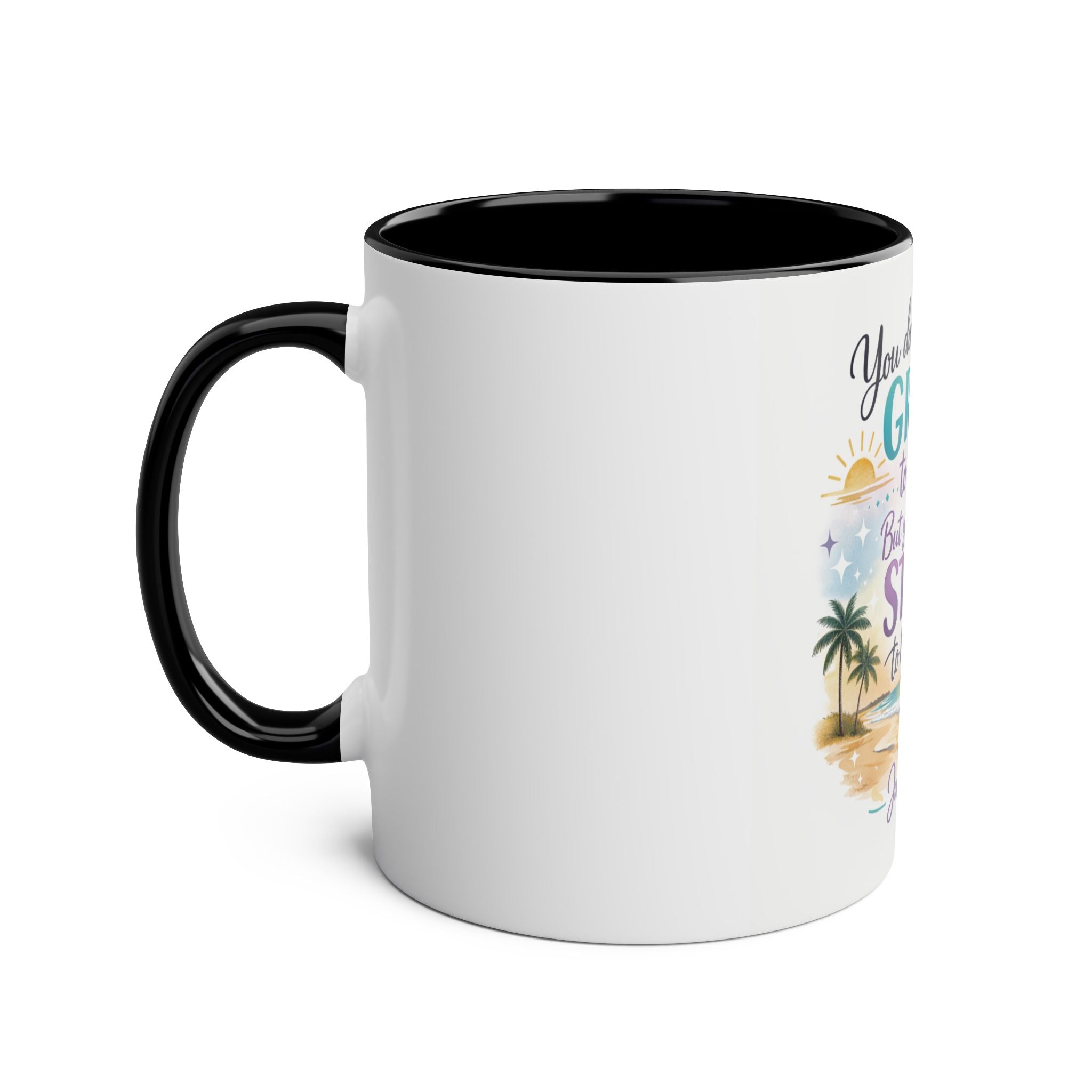Motivational Beach Coffee Mug — "You Don't Have to Be GREAT to Start" Two‑Tone 11oz