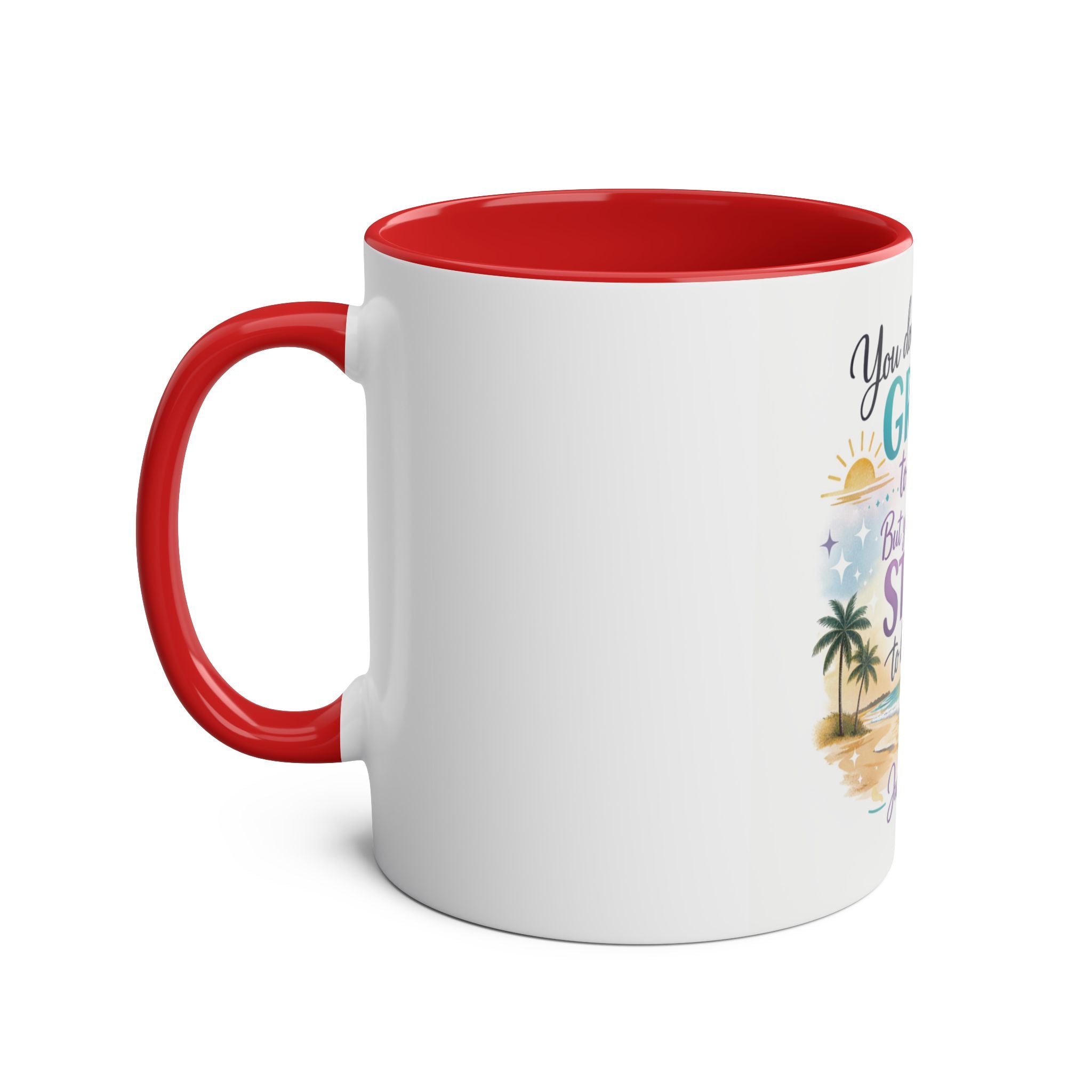 Motivational Beach Coffee Mug — "You Don't Have to Be GREAT to Start" Two‑Tone 11oz