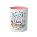 Motivational Beach Coffee Mug — "You Don't Have to Be GREAT to Start" Two‑Tone 11oz