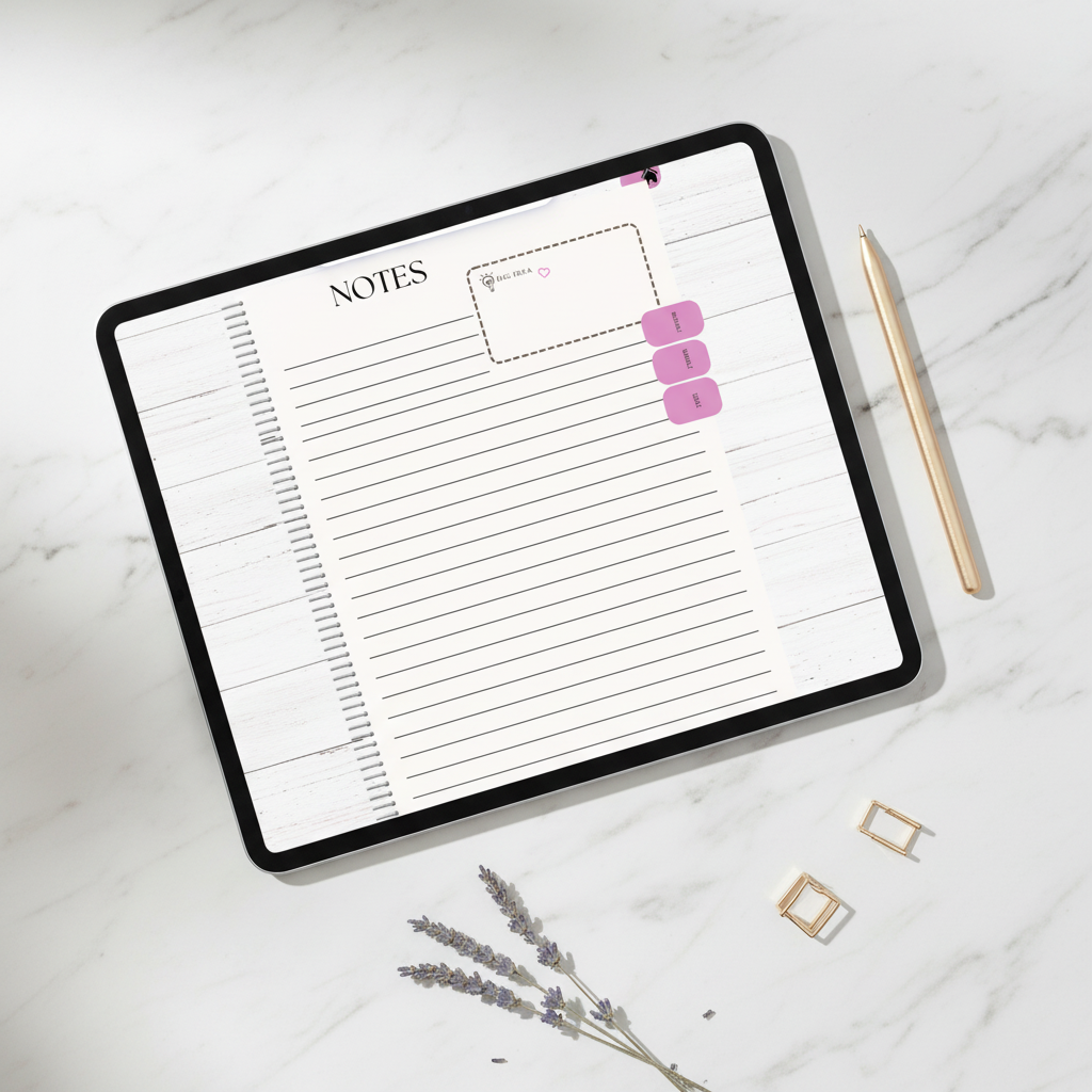 Aligned and Thriving Digital Planner - Notes Page Mockup