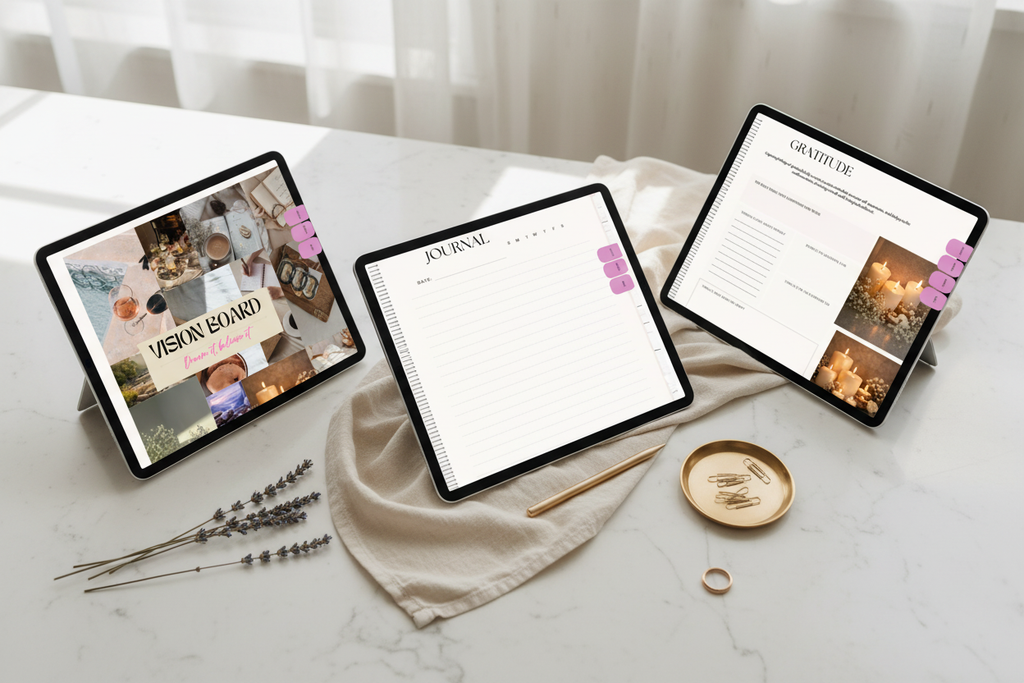 Aligned and Thriving Digital Planner - Vision Board, Journal & Gratitude Collage