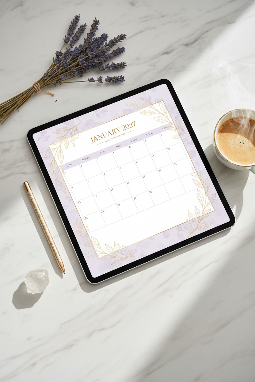 Flourish Planner Mockup - Flatlay