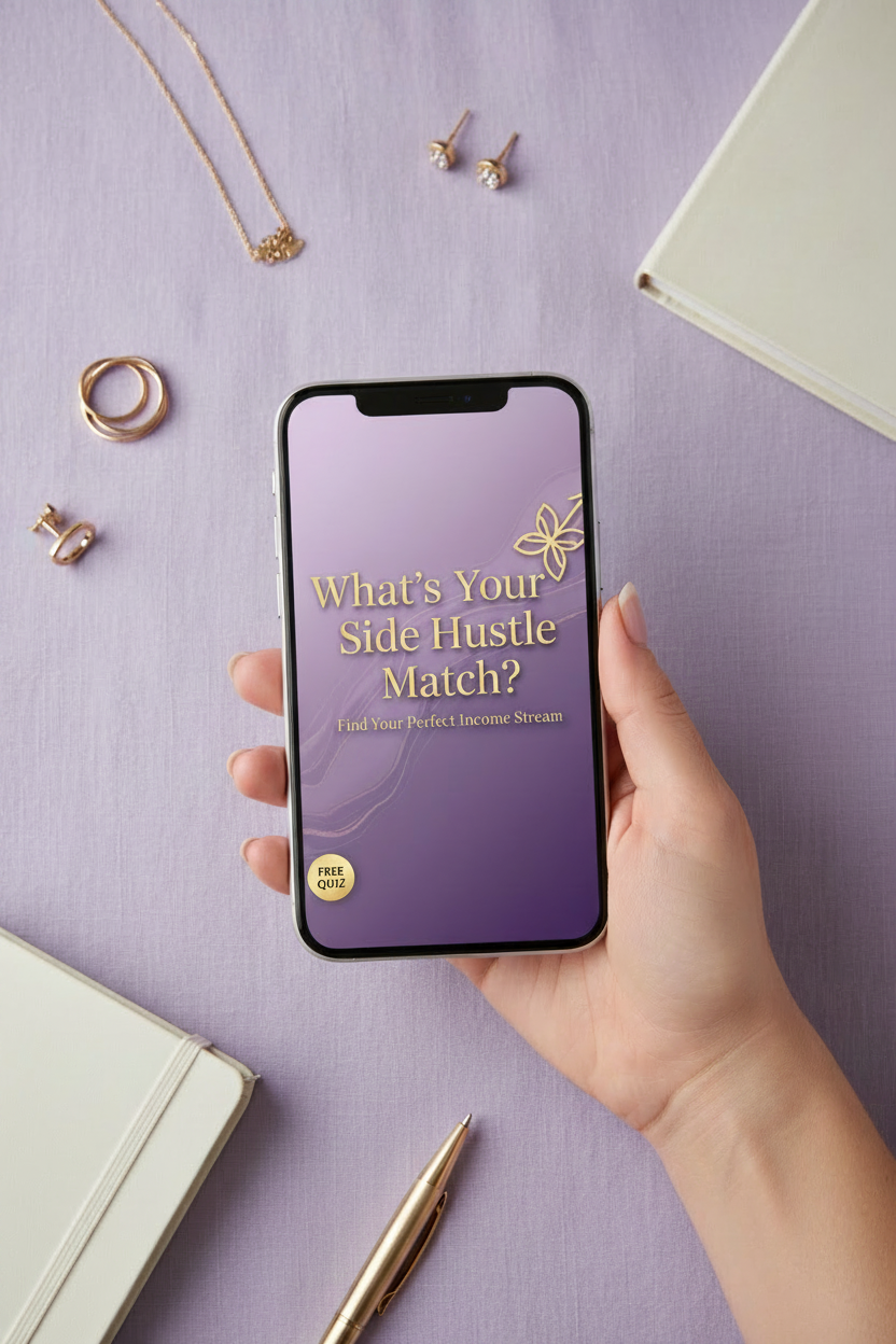 What's Your Side Hustle Match? - phone in hand lifestyle mockup